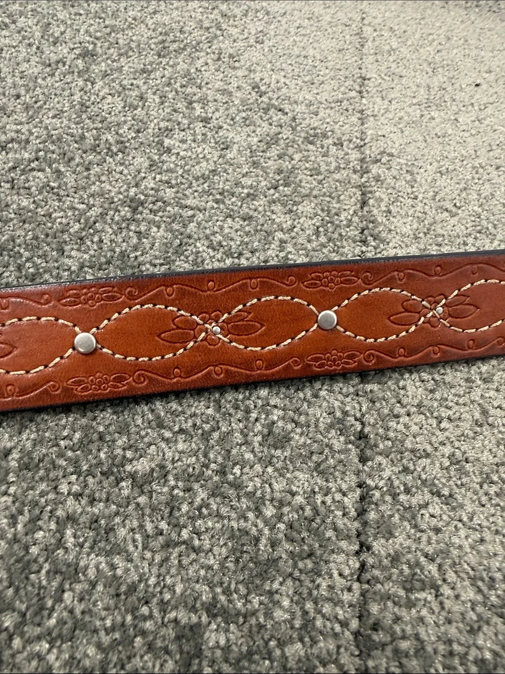Dockers Belt Wm Large Brown Leather Embossed Stitched Studded Western